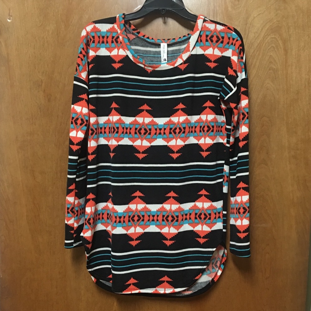 Pink Owl L/S Aztec Southwest Top